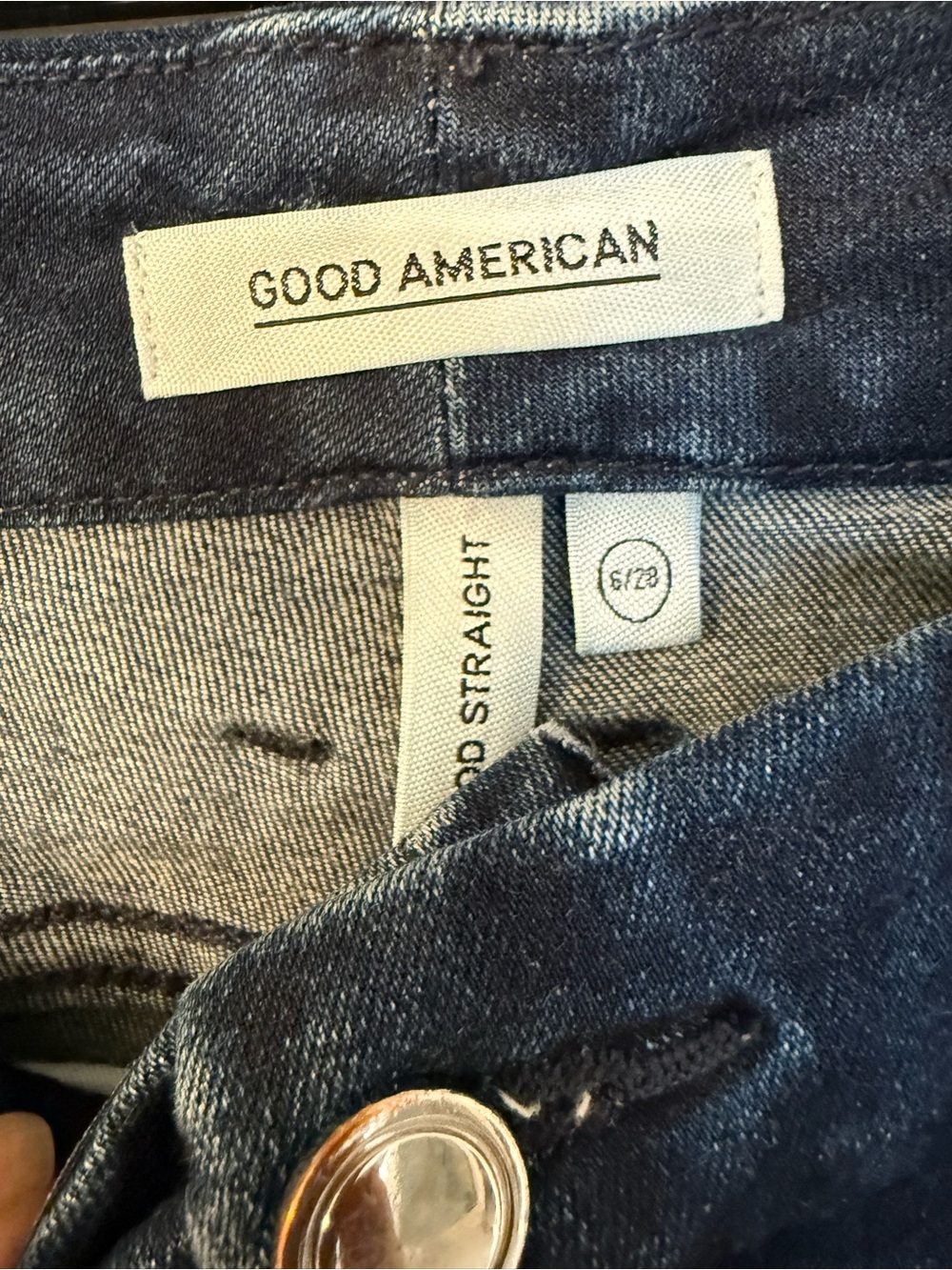Good American Good Straight Dark Blue Jeans Size 6/28 excellent condition denim - Picture 3 of 5